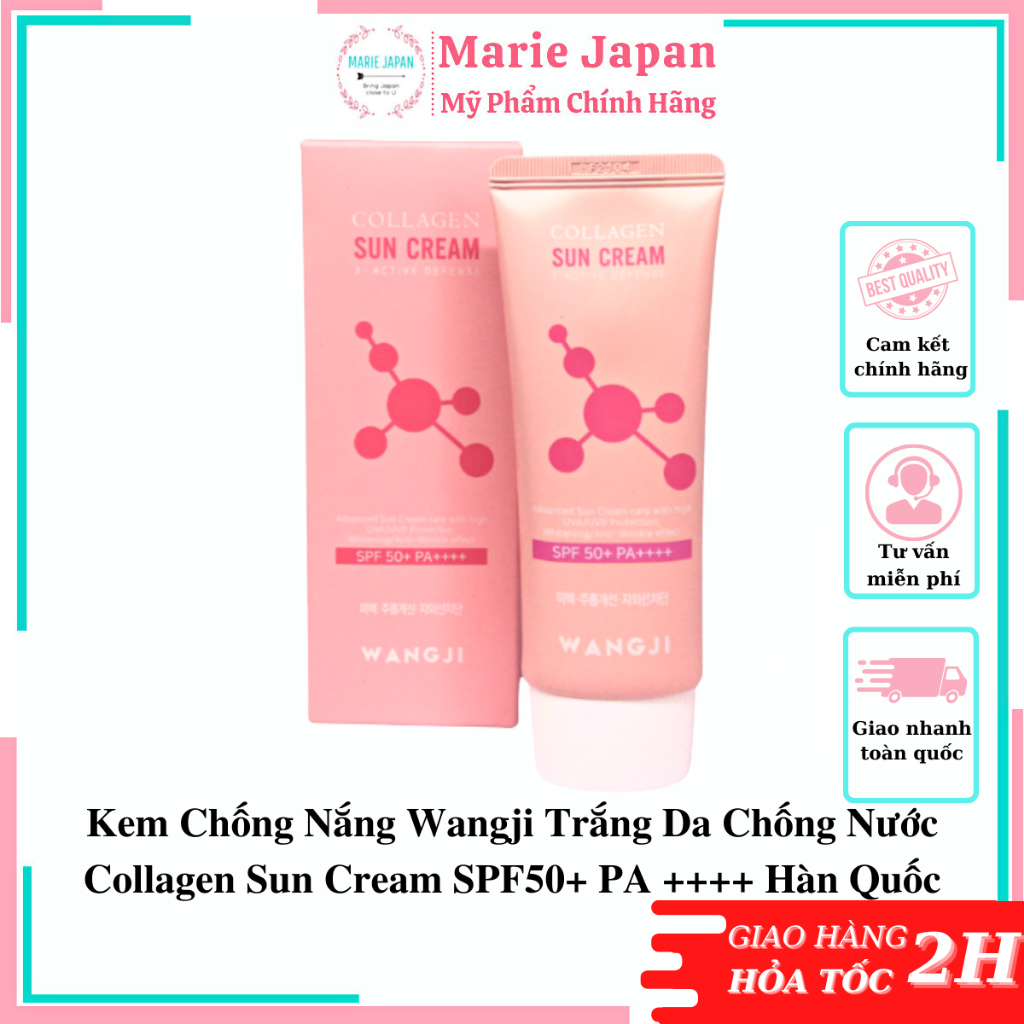 Kem Chống Nắng Wangji Trắng Da Chống Nước Collagen Sun Cream SPF50+ PA ++++ Hàn Quốc