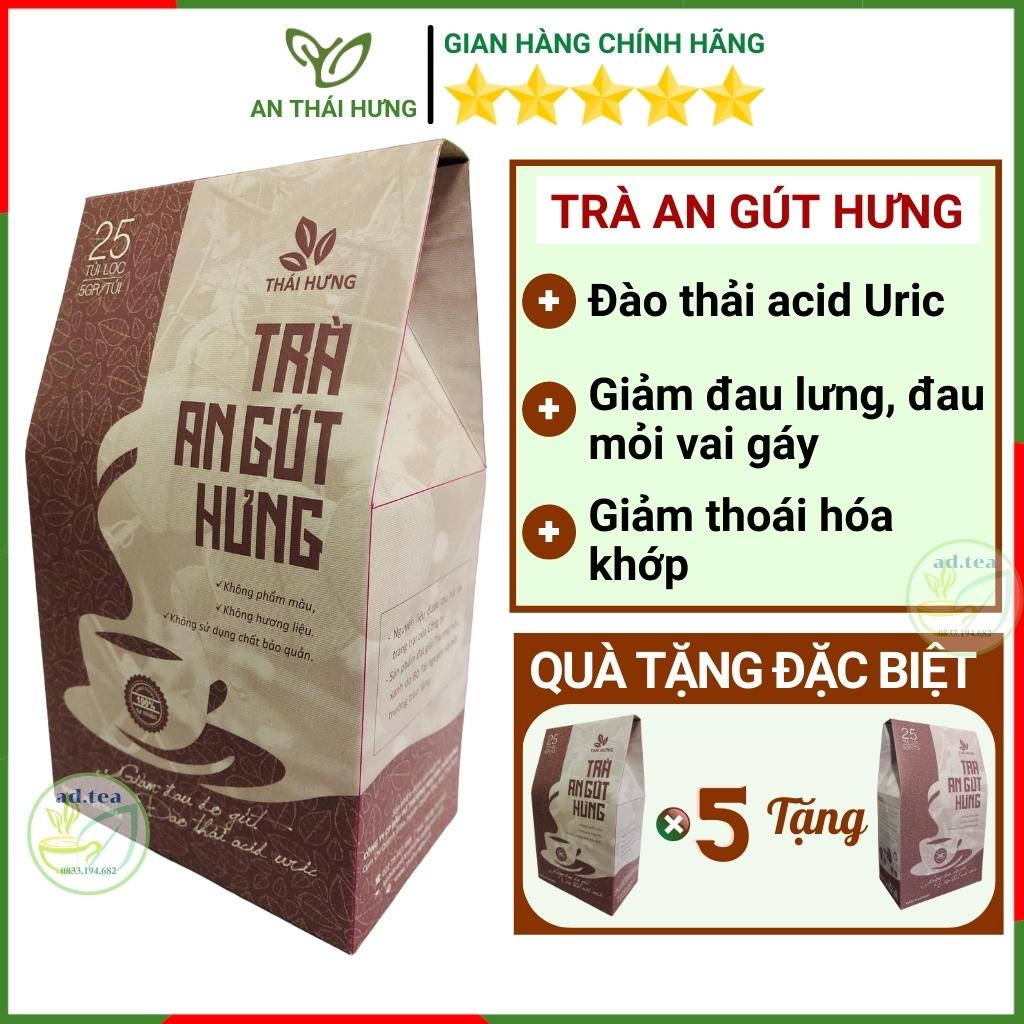 Trà Thái Hưng An Gút Hưng - Thải Axit Uric Giảm Cơn Đau Do Gút Thoái Hóa Viêm Khớp Nhức Mỏi Xương Khớp 25 túi lọc 125g