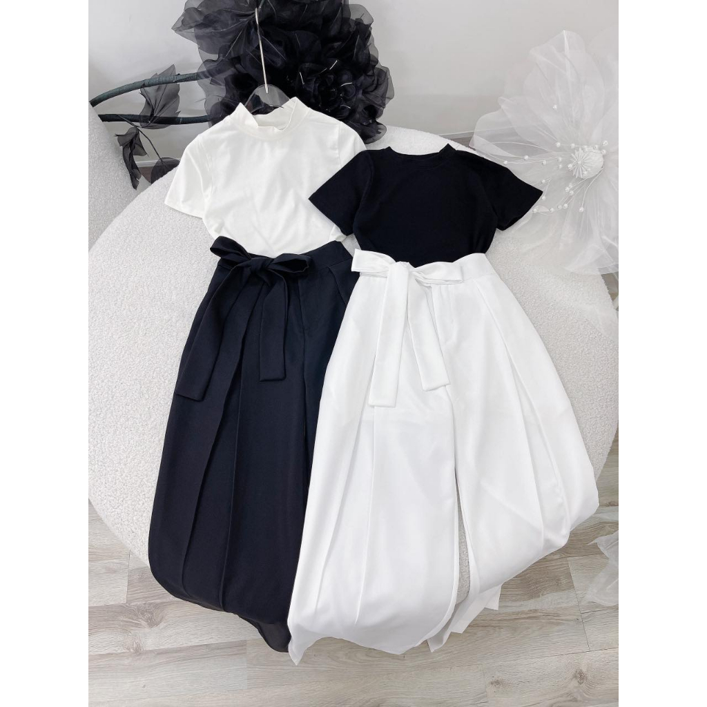 SET ÁO TRƠN + QUẦN SUÔNG NƠ LƯNG