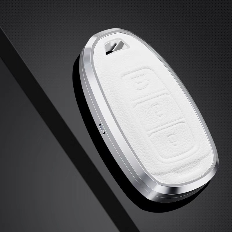 Ốp khóa xe titan mặt da cao cấpchìa khoá xe các loại  Hyundai  Kona, Santafe ốp khóa viền kim loại