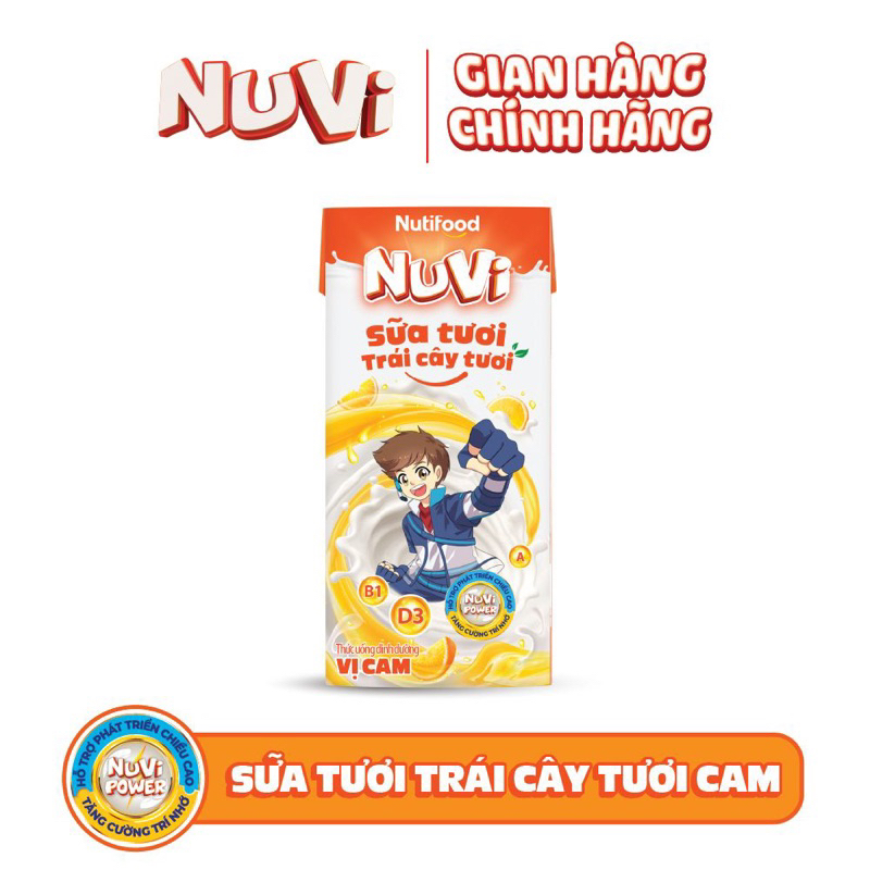 Thùng sữa Nutifood Nuvi sữa tươi trái cây vị cam (48hộp)