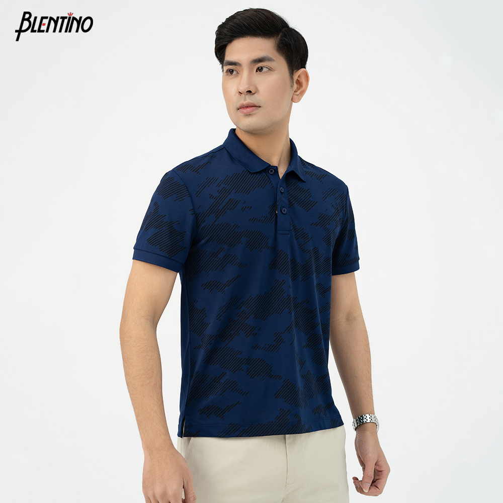 Áo Polo Nam Blentino Dệt Pique In Sóng Thân Trước , Chất liệu Cotton Mềm Mịn Cao Cấp PL2304.