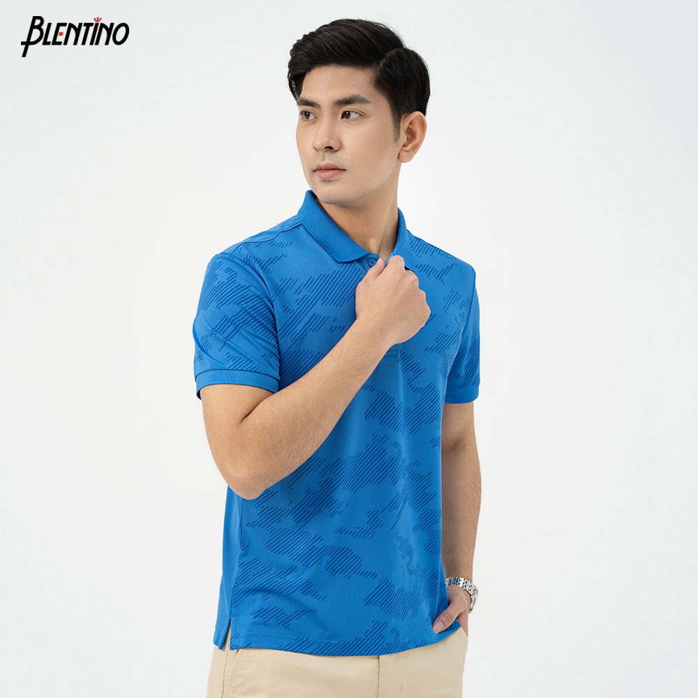 Áo Polo Nam Blentino Dệt Pique In Sóng Thân Trước , Chất liệu Cotton Mềm Mịn Cao Cấp PL2304.