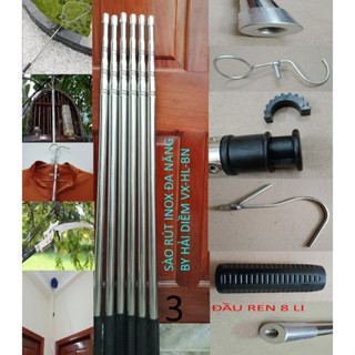  Sào rút inox cao cấp inox siêu bền đa công dụng - tặng kèm móc 