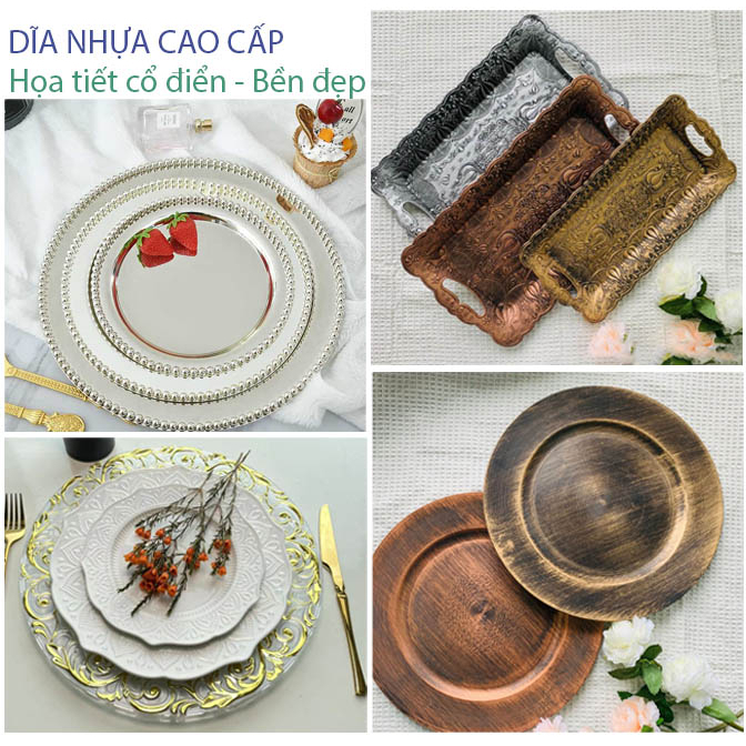 HOA VĂN NỔI VINTAGE_DĨA NHỰA DECOR, Trang trí bàn ăn, trái cây, trà..phụ kiện chụp ảnh food đẹp