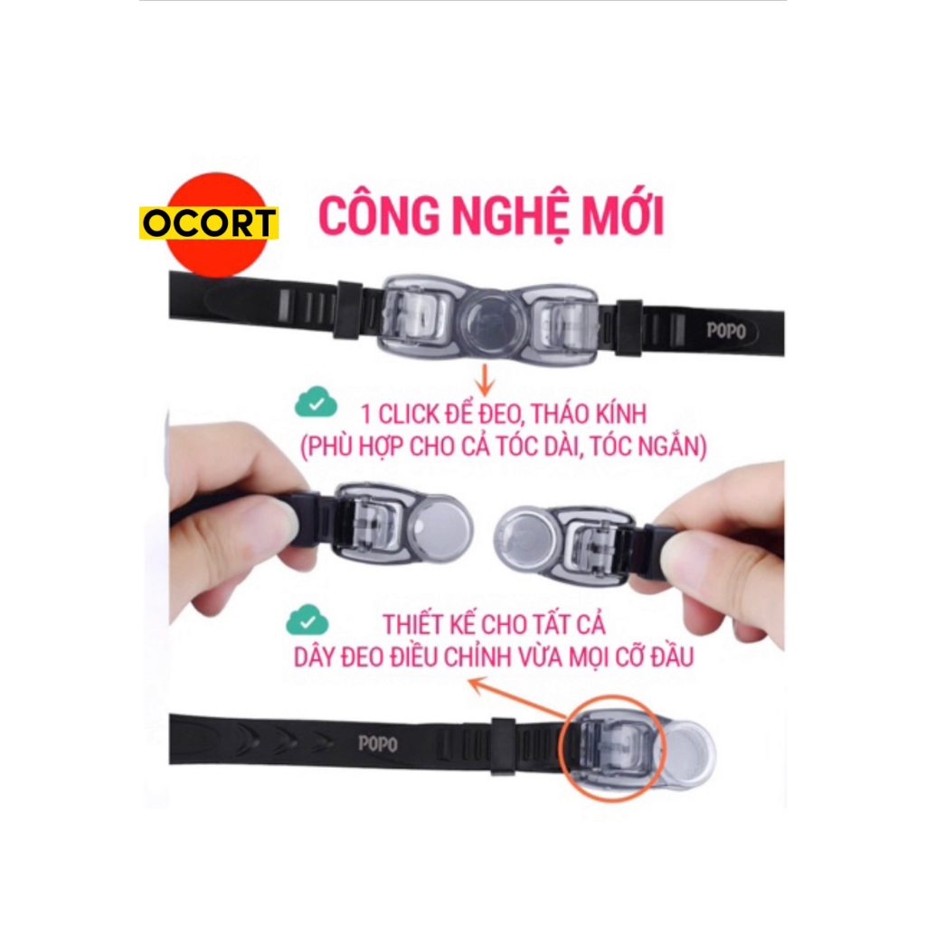 Kính bơi Thường và Cận thị người lớn tráng gương OCORT - MC 2600 cho nam nữ, cho bé trẻ em