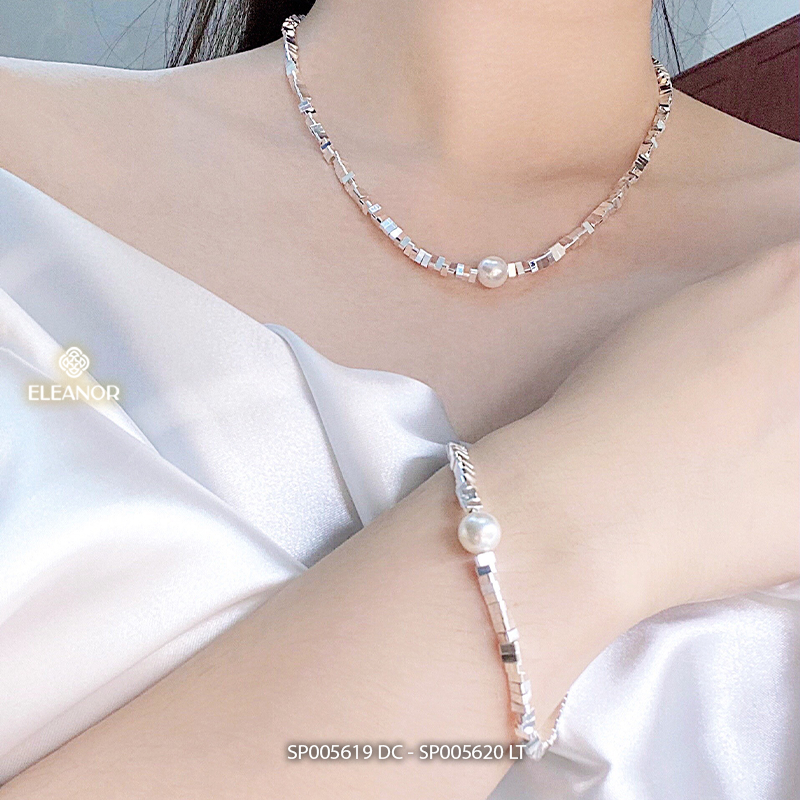 Dây chuyền lắc tay nữ Eleanor Accessories bộ trang sức đính ngọc trai nhân tạo phụ kiện trang sức 5619