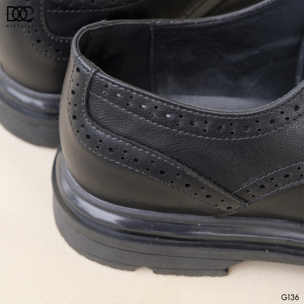 Giày da nam cổ thấp màu đen đế cao mũi nhọn Độc menswaer phù hợp đi làm đi chơi phong cách Hàn Quốc - G136