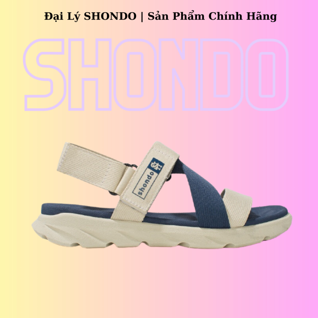 Giày Sandals Nam Nữ Shondo F6 Sport Đế Be Quai Be Xanh F6S2525