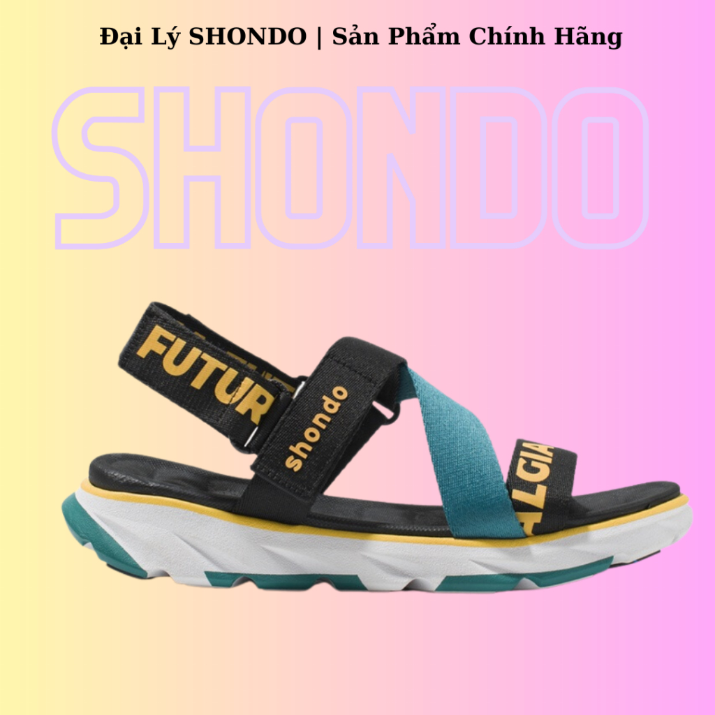 Giày Sandals Nam Nữ Shondo F6 Future Xanh Vàng F6S0045