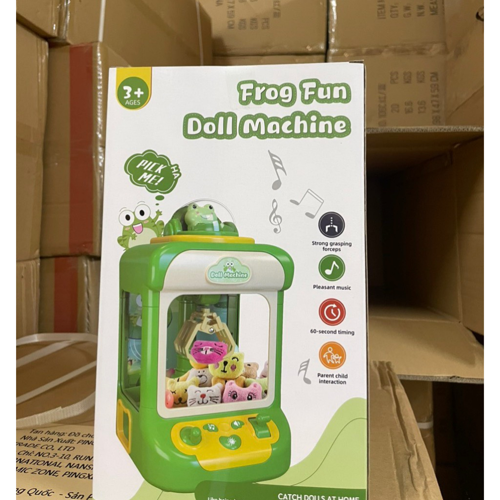 Máy gắp thú mini siêu rẻ 10 thú bông đồ chơi cho bé kích thước lớn có đèn nhạc chạy pin sạc, quà tặng sinh nhật cho bé