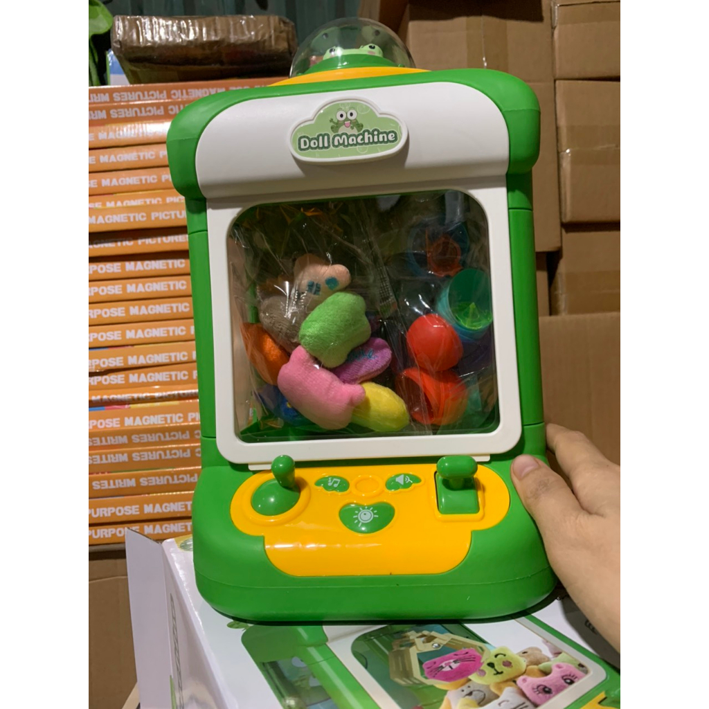 Máy gắp thú mini siêu rẻ 10 thú bông đồ chơi cho bé kích thước lớn có đèn nhạc chạy pin sạc, quà tặng sinh nhật cho bé