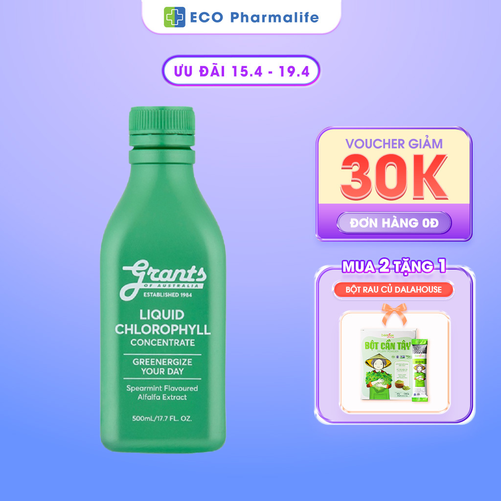 Nước Diệp Lục Cô Đặc Làm Sáng Da Liquid Chlorophyll Concentrate Chai 500ml Tăng Cường Sức Đề Kháng Thải Độc Gan