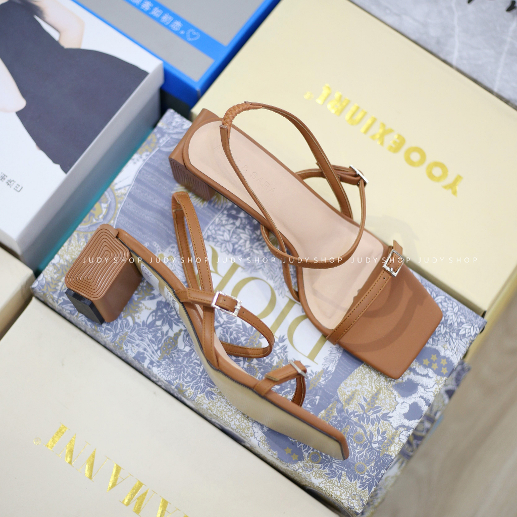Giày Judy- Giày Sandal Alex & Sara Quai Ngang Khuy Gót Thiết Kế 6p Đẹp Mắt VNXK