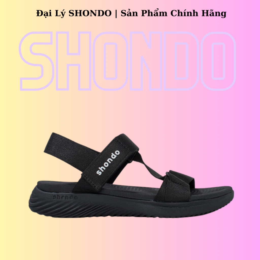 Giày Sandals Nam Nữ Shondo F7 Continew Đen F7N1010
