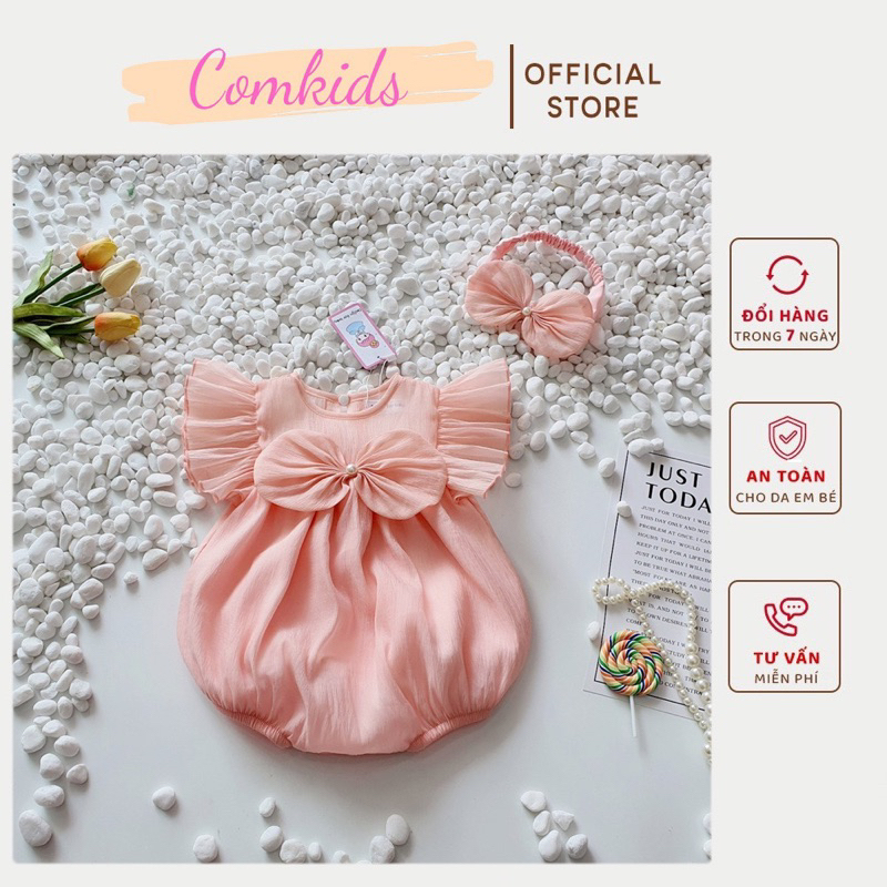 Bodysuit Cho Bé Gái, Body Nơ Ngọc Xinh Yêu, Mặc Mùa Hè Chất Thoáng Mát, Thôi Nôi, Đầy Tháng, Dự Tiệc