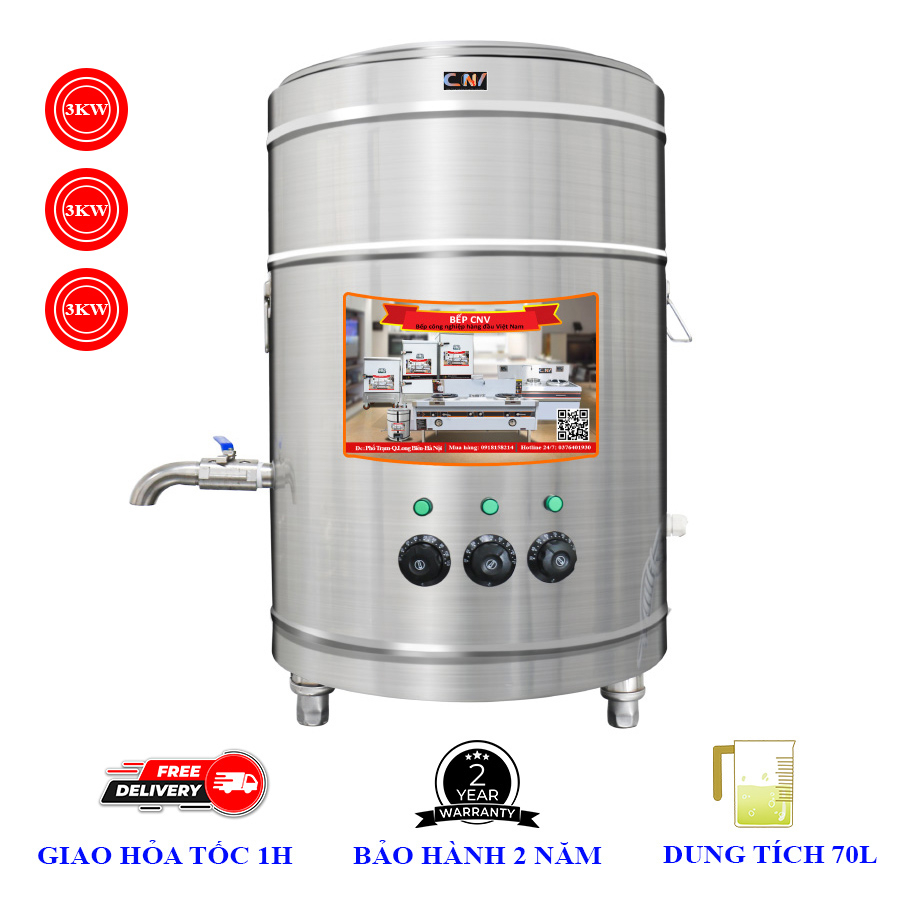 Nồi điện 70L inox 304 nấu phở, hầm xương đa năng chính hãng CNV