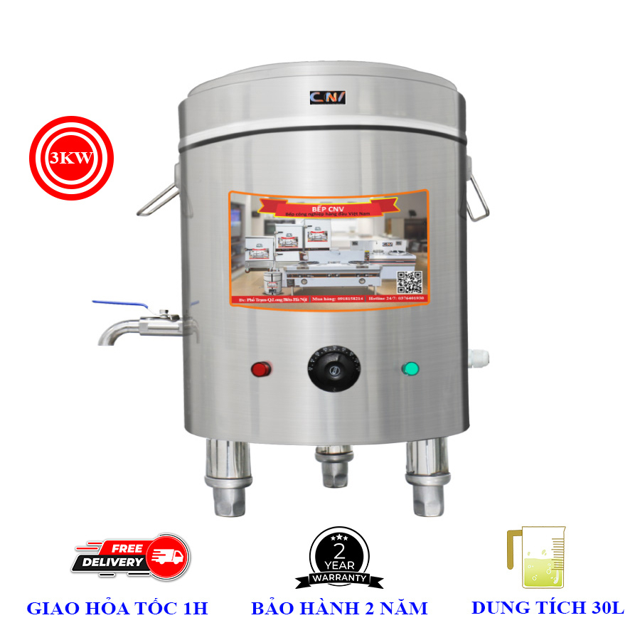 Nồi điện 30L inox 304 nấu phở, hầm xương đa năng chính hãng CNV