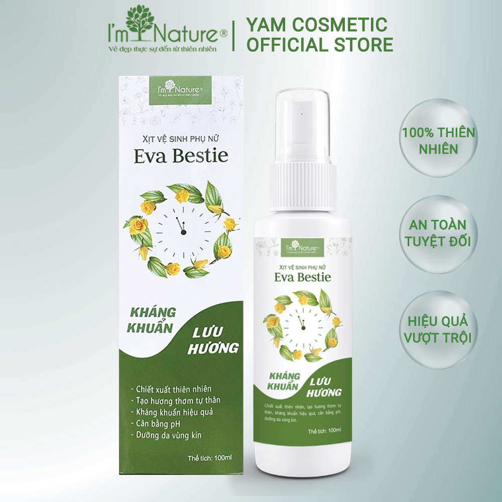 Xịt Khử Mùi Vùng Kín Eva Bestie - Nước Hoa Vùng Kín I'm Nature - Kháng Khuẩn Lưu Hương Quyến Rũ Chai 50ml