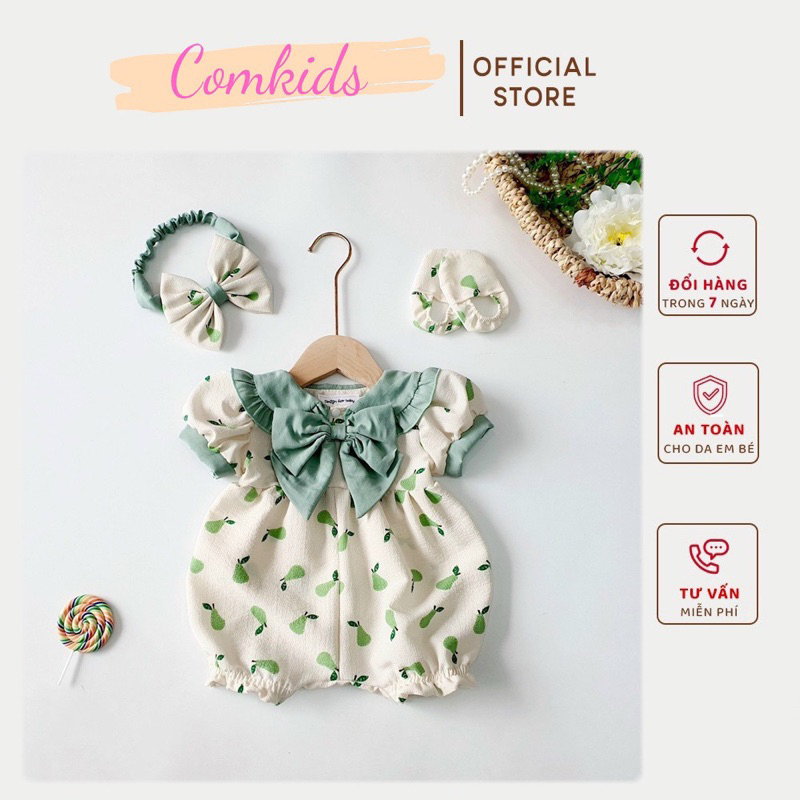 Body Quả Lê Xanh ,Cây Kẹo Hồng Cho Bé Gái Từ 3 -12kg Mặc Đầy Tháng, Thôi Nôi, Dự Tiệc, Đi Chơi Tặng Kèm Tuban