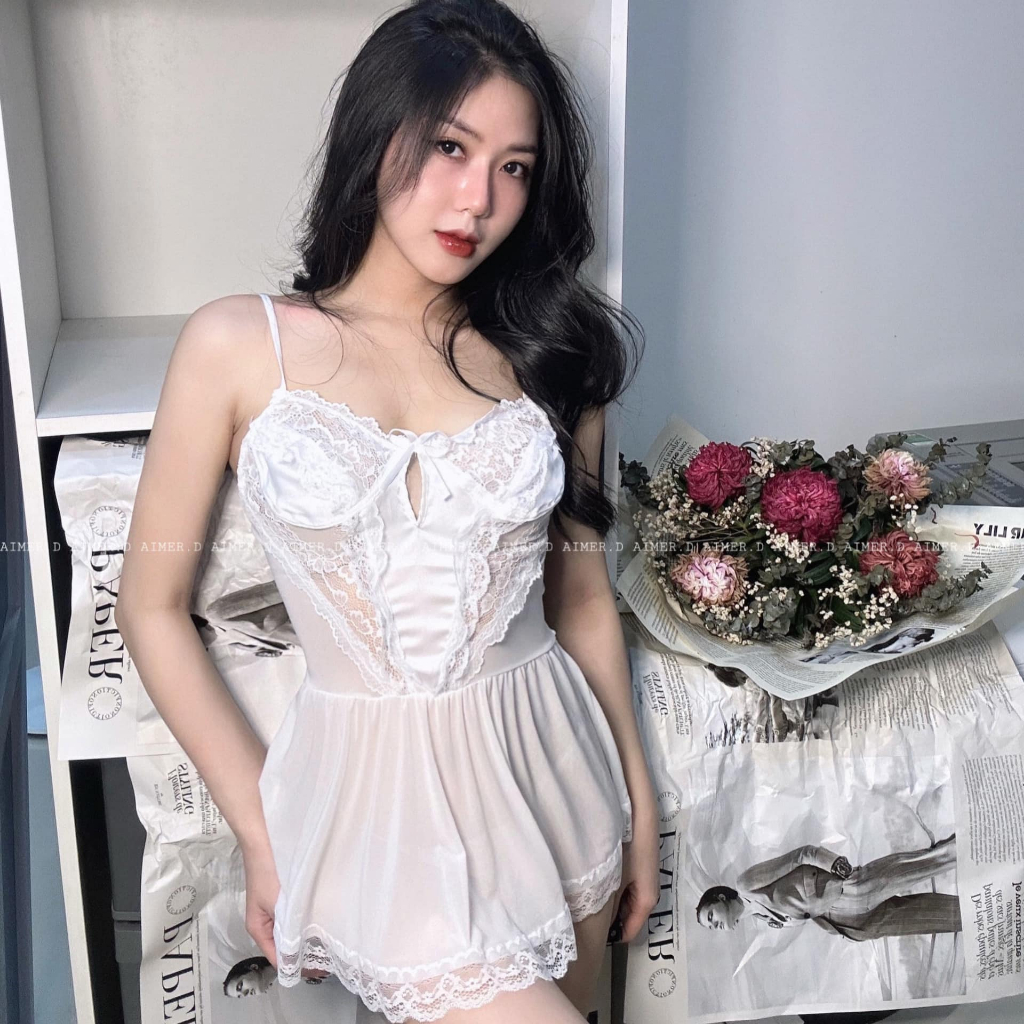 (M. 50) Váy ngủ sexy lụa phối ren mềm cao cấp Đầm mặc nhà gợi cảm quyến rũ | BigBuy360 - bigbuy360.vn