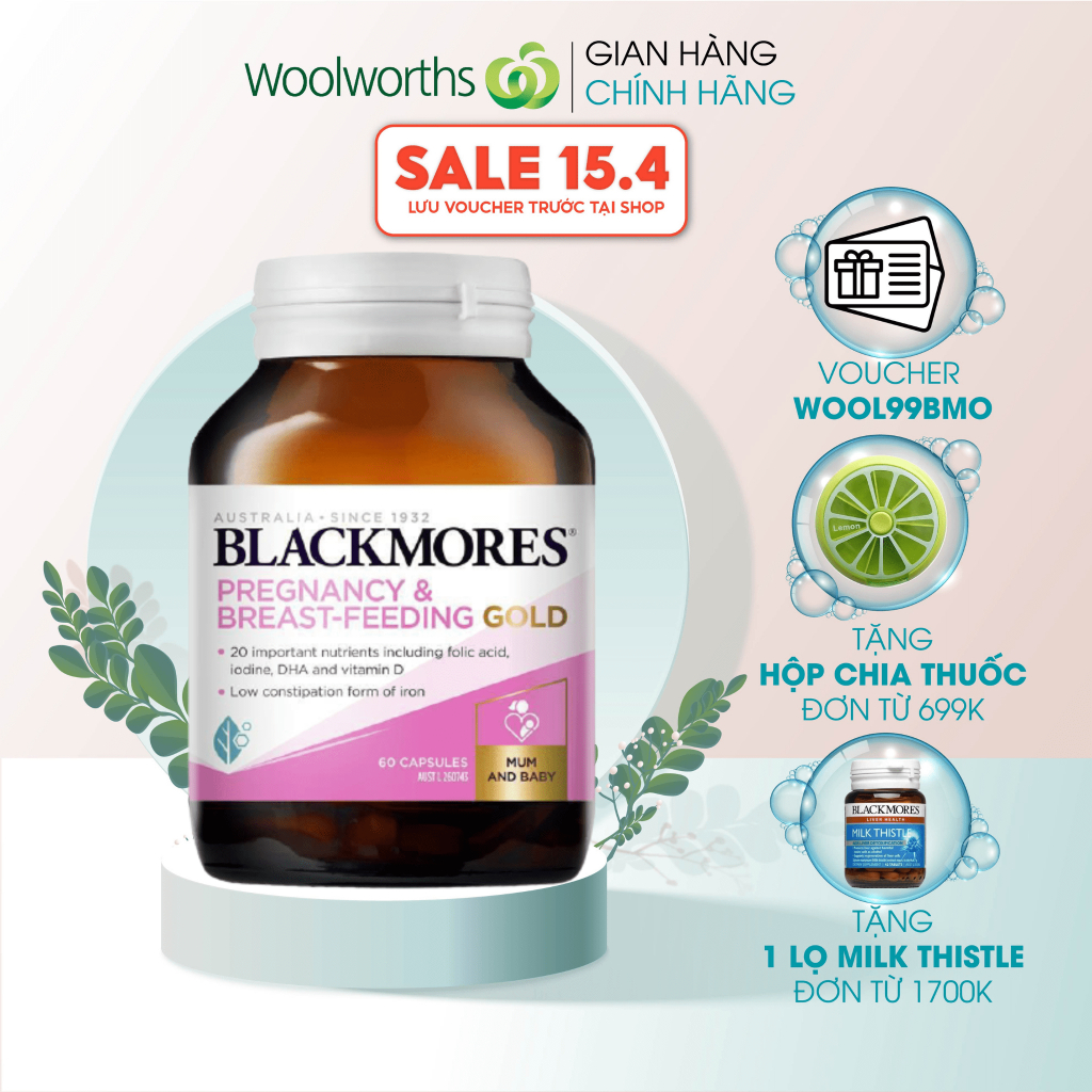 Vitamin tổng hợp cho mẹ bầu Blackmores Pregnancy And Breast Feeding Gold nâng cao sức khỏe 60v