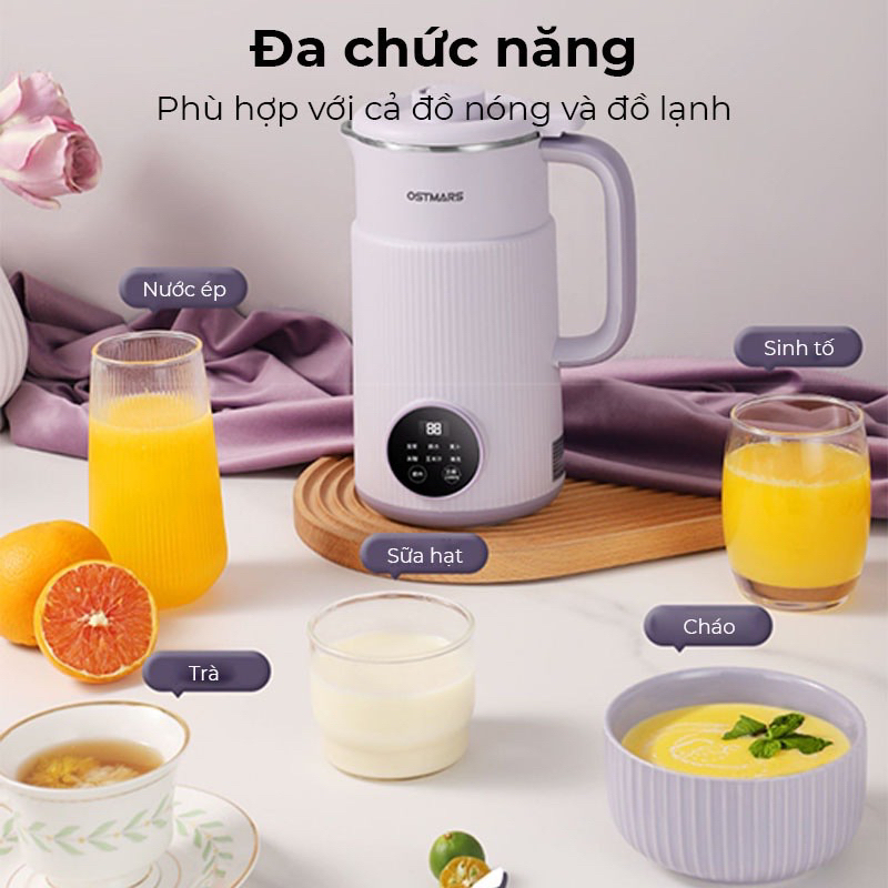 Máy làm sữa hạt OSTMARS đa năng, xay sinh tố, cháo dinh dưỡng, thực phẩm thô...nóng lạnh sử dụng kép