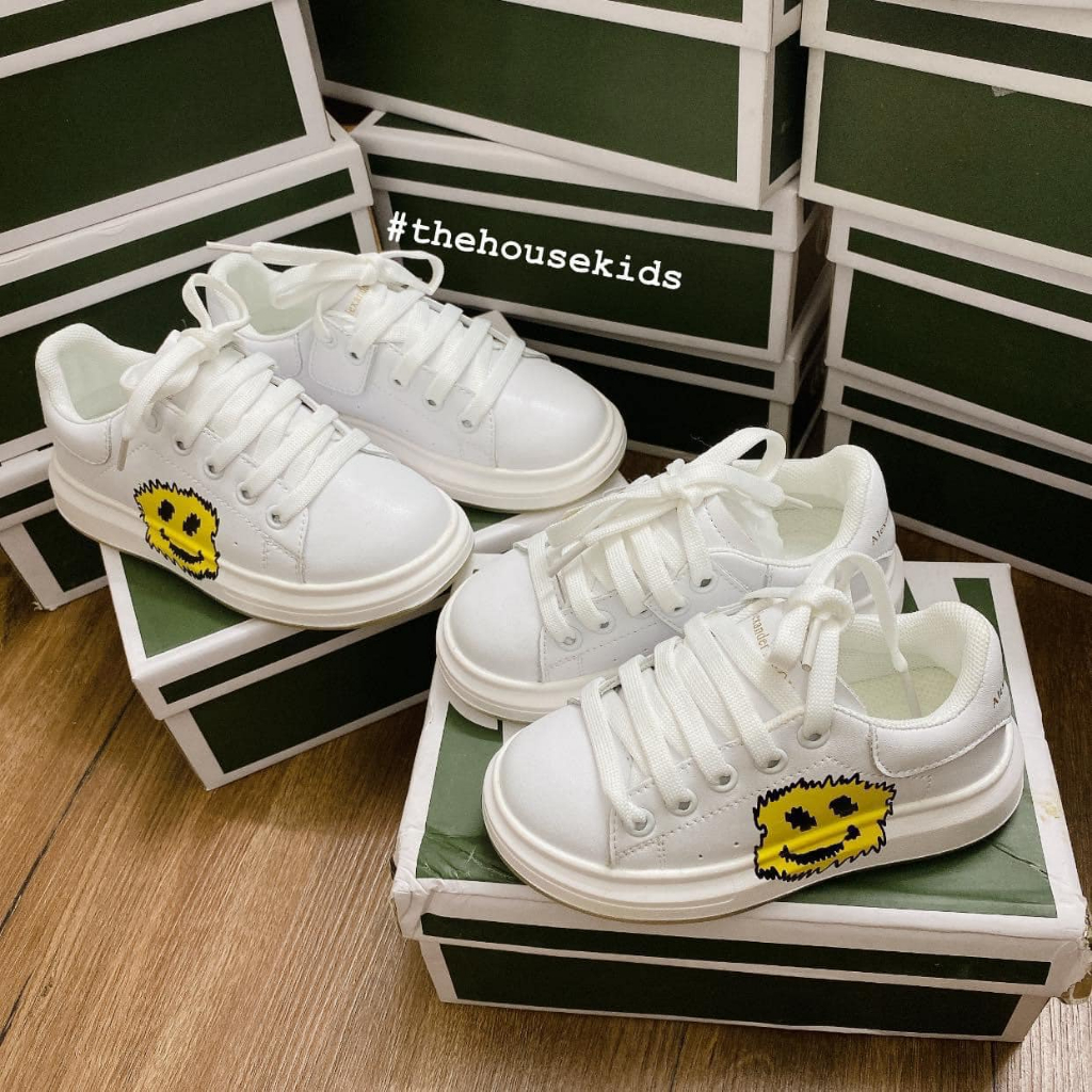 Giày thể thao bé trai - Sneaker trẻ em họa tiết mặt cười vàng THE HOUSE KIDS