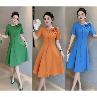 ( HÀNG QUẢNG CHÂU SIÊU CẤP) VÁY ĐẦM THIẾT KẾ  DÁNG XÒE CHIỀU DÀI QUA GỐI SIÊU XINH
