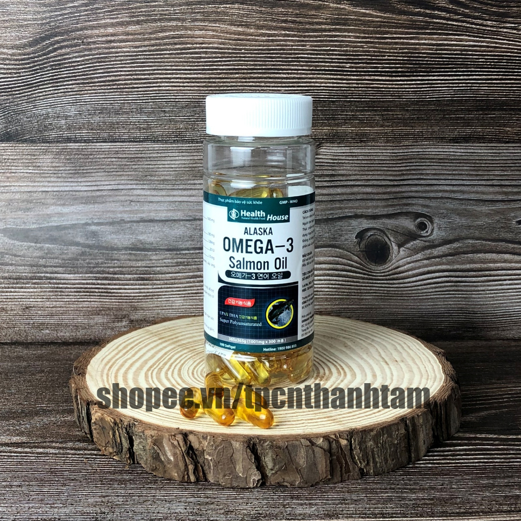 Dầu Cá ALASKA OMEGA 3 hỗ trợ hệ tim mạch, trí não, tăng cường thị lực, sáng mắt - Hộp 100v