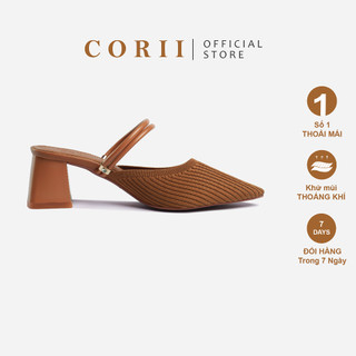 CORII - Giày Mule Cao Gót Quai Ngang Mũi Nhọn Thời Trang và Thoải Mái Nhất - CR06FL2 Nâu