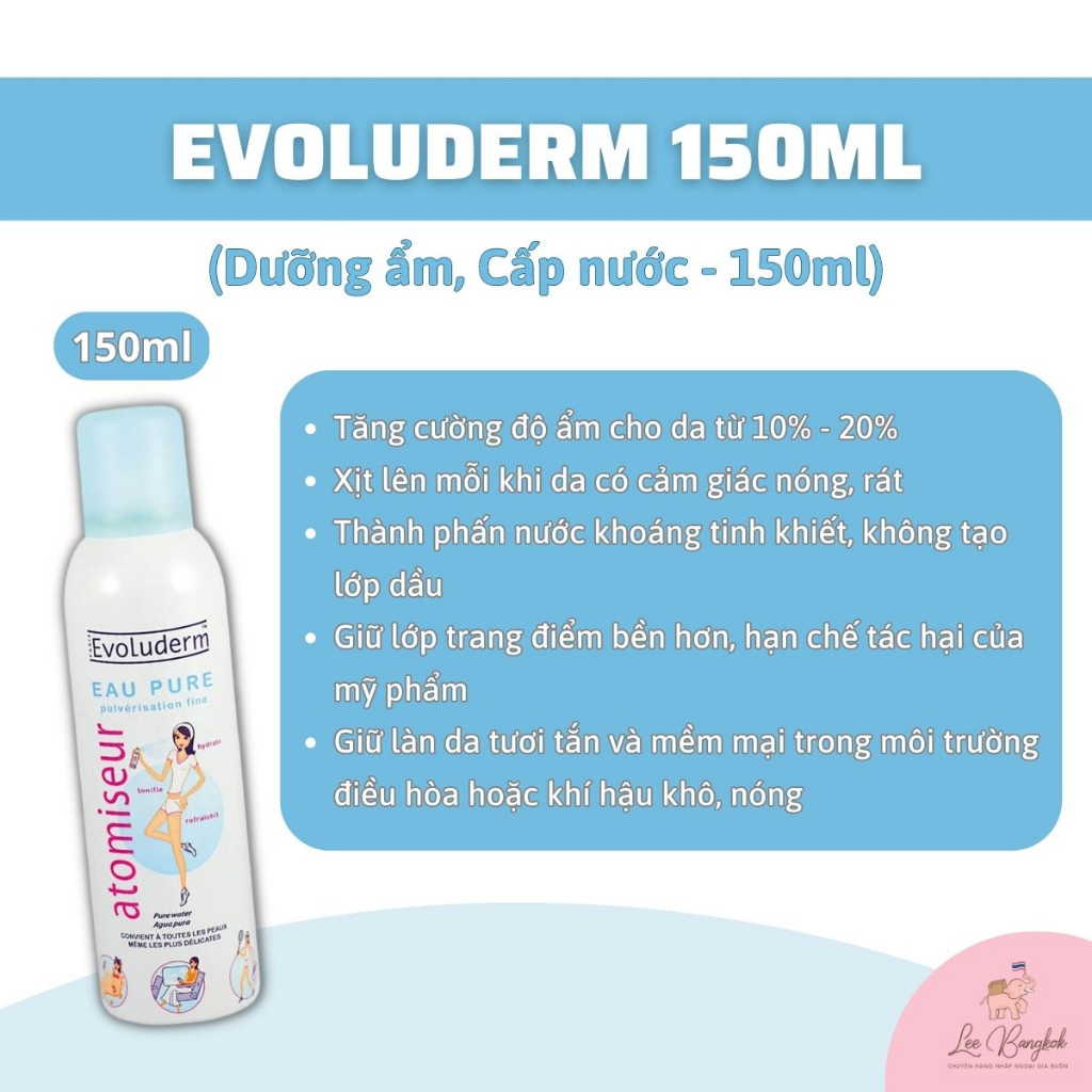 Xịt Khoáng Cấp Nước Evoluderm Atomiseur Eau Pure Water Dưỡng Da, Cấp Ẩm Pháp 150ML & 400ML | BigBuy360 - bigbuy360.vn