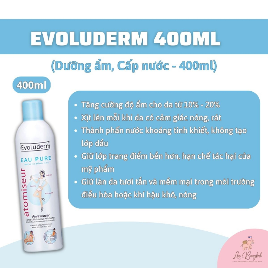 Xịt Khoáng Cấp Nước Evoluderm Atomiseur Eau Pure Water Dưỡng Da, Cấp Ẩm Pháp 150ML & 400ML | BigBuy360 - bigbuy360.vn