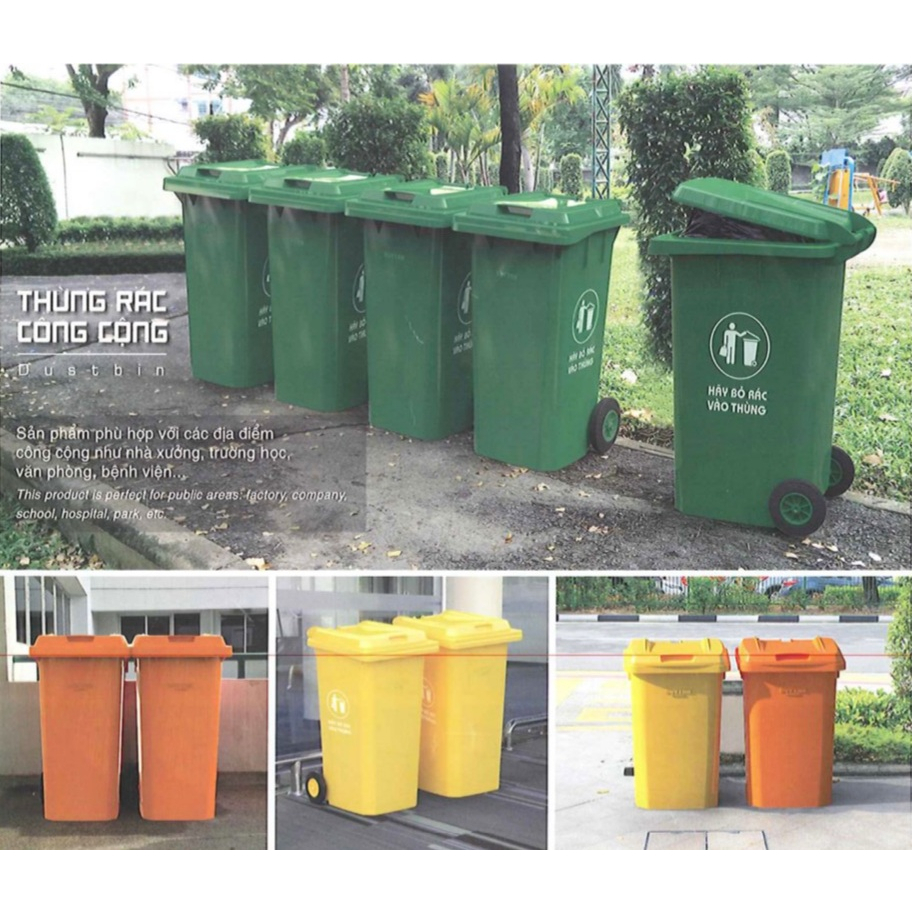 🚀TBA SHOP🚀 Thùng Rác Công Cộng Nhựa Hiệp Thành 120L/240L Có Bánh Xe