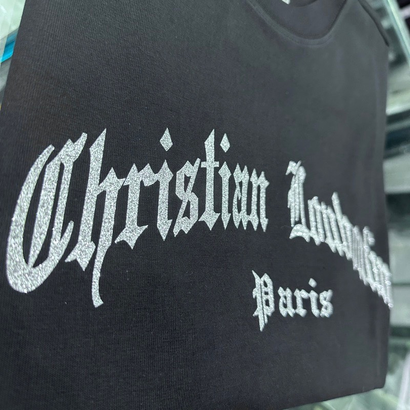 Áo Thun Louboutin In Nhũ Kim Tuyến Form Rộng Tay Lỡ , Áo Phông Christian Louboutin Vải Cotton 100% | BigBuy360 - bigbuy360.vn