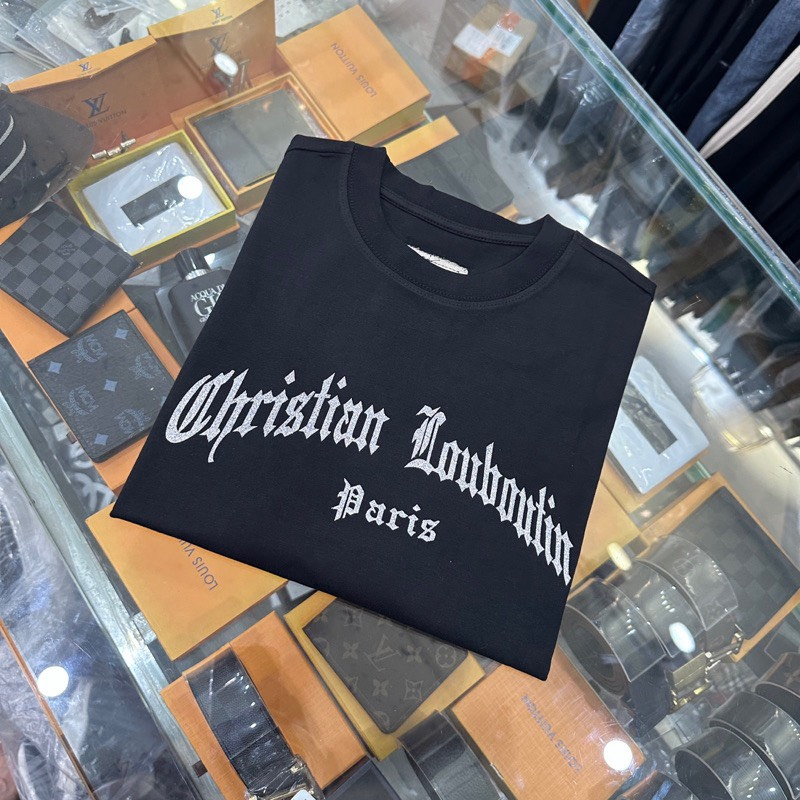 Áo Thun Louboutin In Nhũ Kim Tuyến Form Rộng Tay Lỡ , Áo Phông Christian Louboutin Vải Cotton 100% | BigBuy360 - bigbuy360.vn