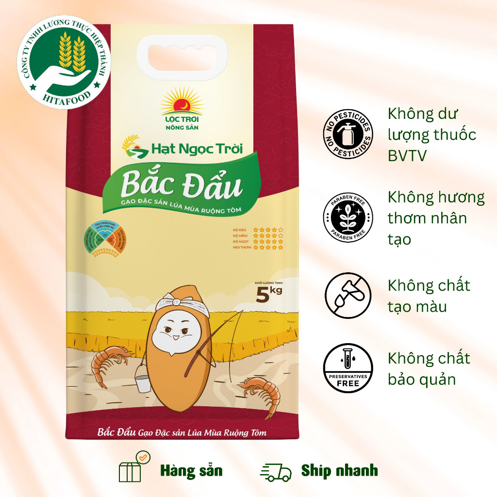 Gạo thơm vị riêng, đậm vị Bắc Đẩu lúa tôm của Tập đoàn Hạt Ngọc Trời 5kg