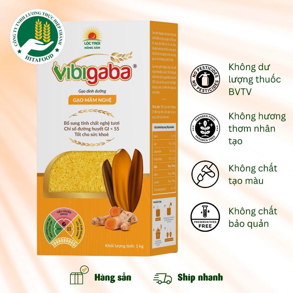 Gạo mầm Nghệ Vibigaba 1kg dành cho ăn kiêng, tốt cho sức khoẻ của Tập đoàn Hạt Ngọc Trời