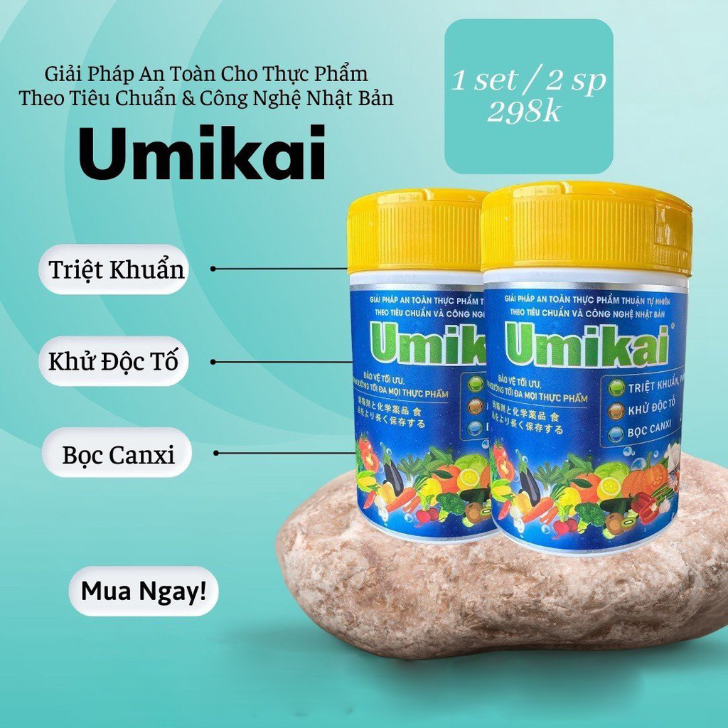 Ngâm rửa thực phẩm UMIKAI, hộp bột rửa rau củ, thịt cá từ vỏ hàu công nghệ Nhật Bản 100gr - Kaka Beauty
