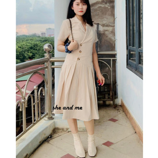 (SALE THANH LÝ) Merry Dress_ Đầm Cổ Vest Đầm Dài Đi Tiệc Váy Đi Tiệc Công Sởoa