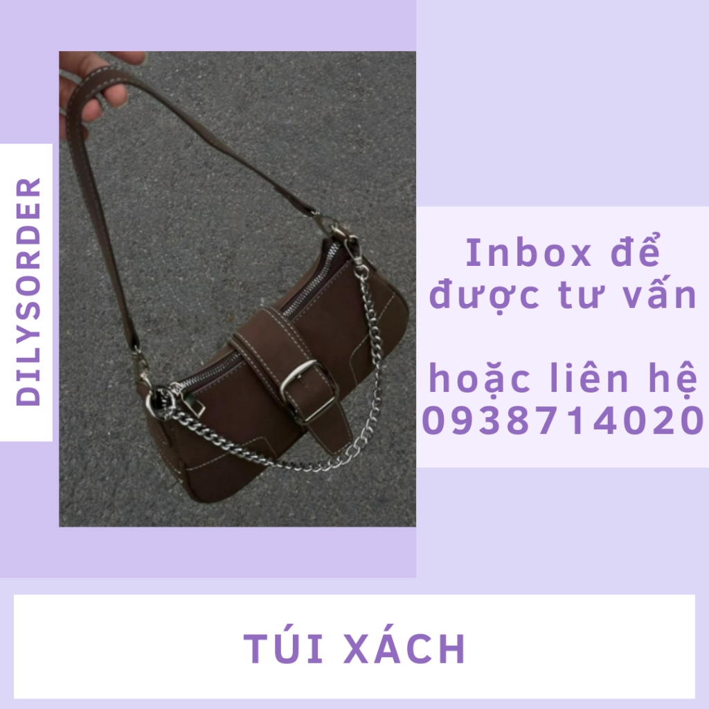 Y2K Túi Xách Nữ Dây Xích Nâu Da Lộn Có Ngăn Kéo Bên Trong Kẹp Nách Hàn Quốc Túi đeo vai Túi Xách Tay
