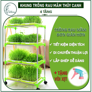 Khung giá kệ trồng rau mầm thủy canh có bánh xe