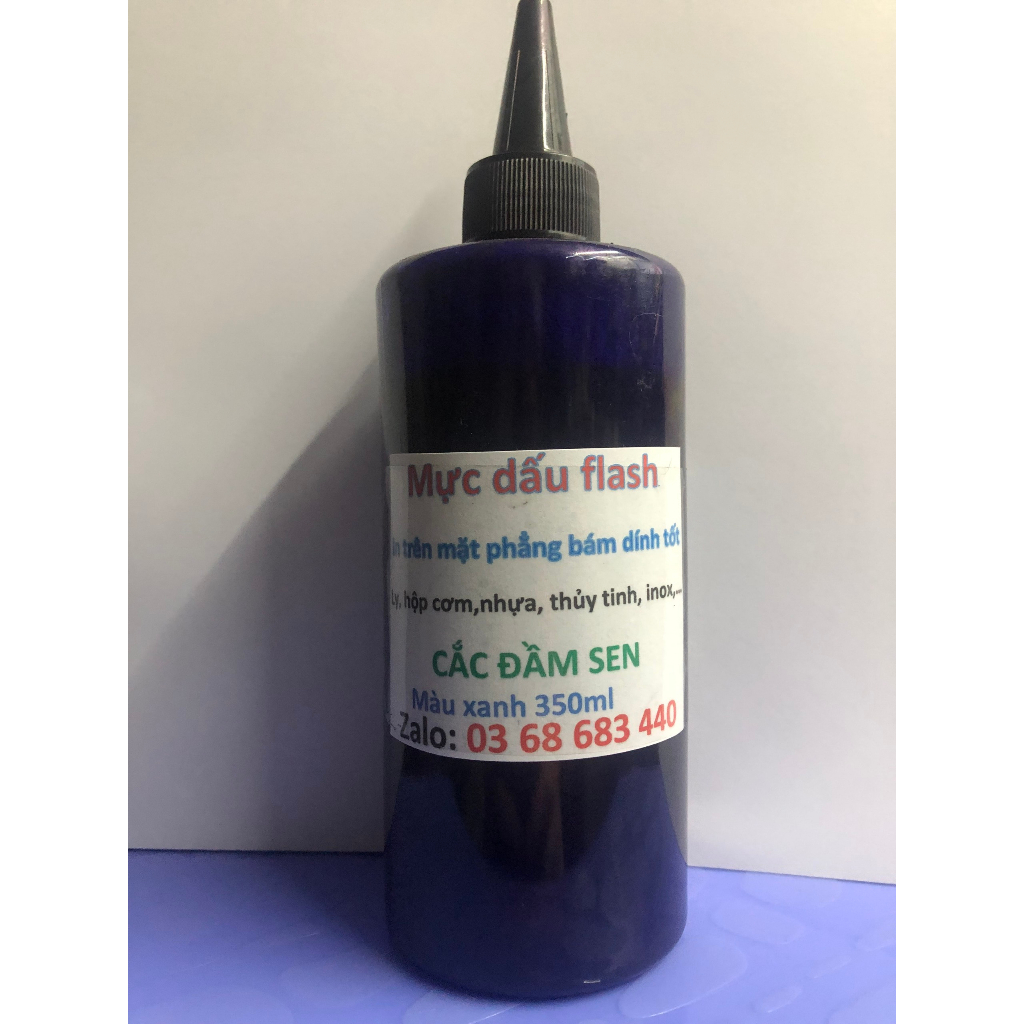 Mực đóng dấu Flash chai to bám dính tốt trên mặt phẳng PP, PE , HDPE, PVC , VẢI , NẮP HỘP XÔI PS , LY TRÀ SỮA PET , NHÔM