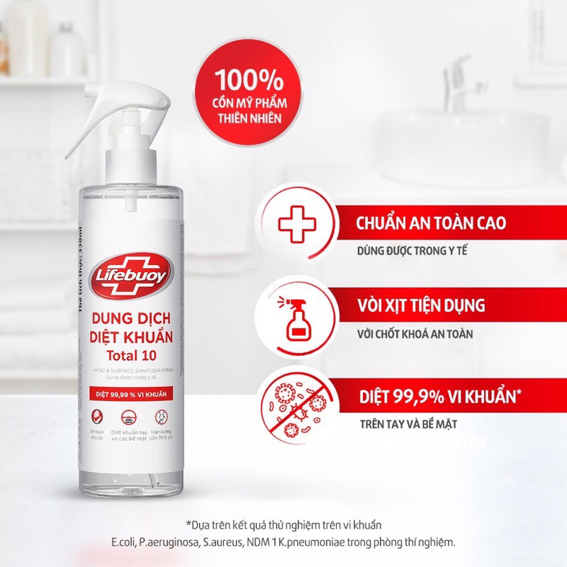 Nước rửa tay Lifebuoy dạng vòi xịt 330ml tiện lợi tiết kiệm giúp làm sạch da tay và ngăn ngừa vi khuẩn