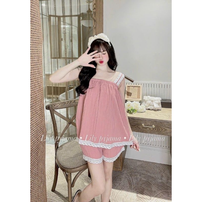 NN02 Ren Gấu Bộ ngủ đùi hai dây viền ren cực xinh