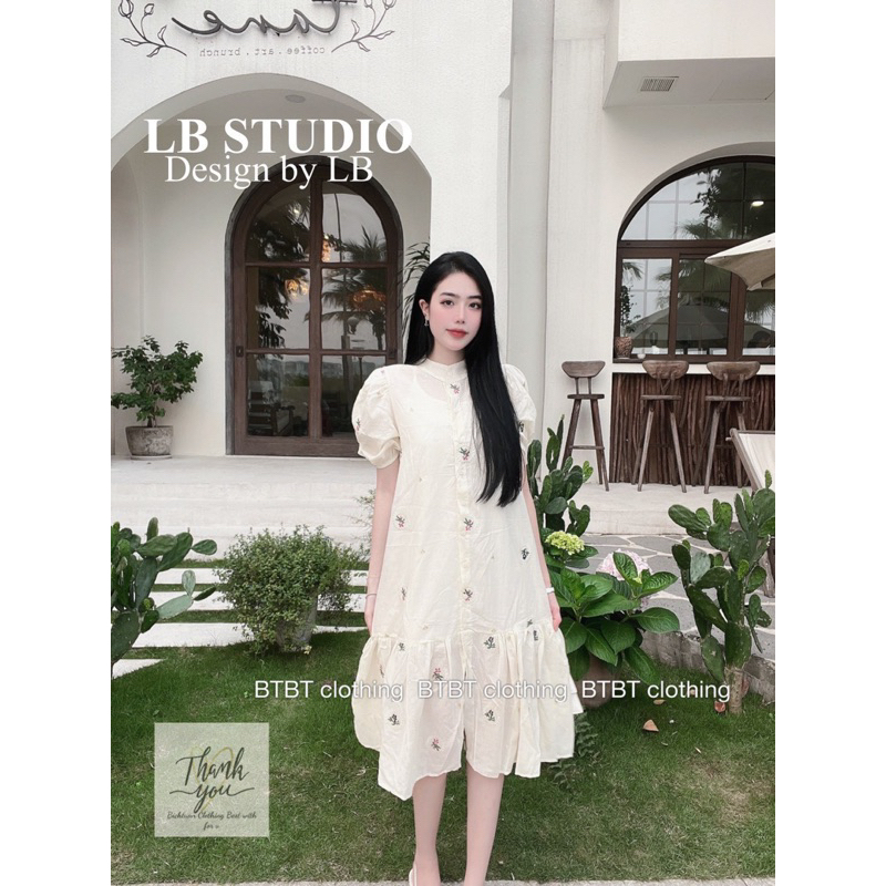 Váy BBD Thô Thêu Hoa Nhí Cổ Tàu MIN • Melanie Boutique