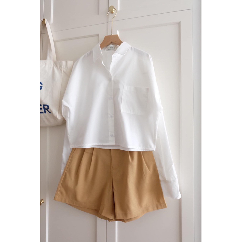 Ceci Cela - Áo Crop Sơmi Tay Dài Some