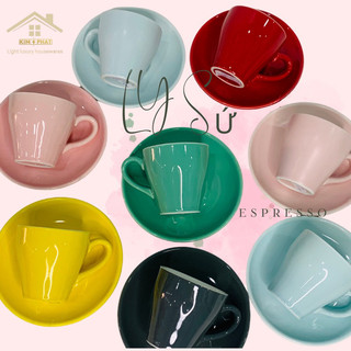 Cốc tách ly sứ Espresso 100ml / 250ml /cốc tách ly uống trà, cafe… nhiều màu kèm dĩa….1553
