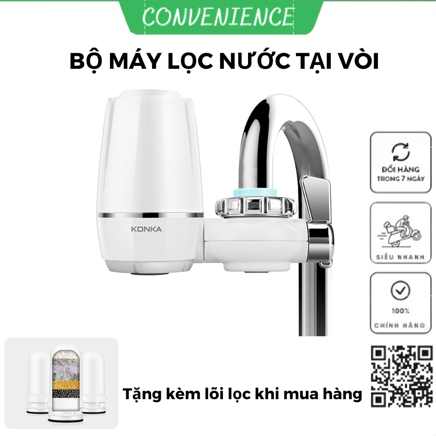Bộ lọc nước tại vòi KonKa, lõi lọc 9 lớp cao cấp, lọc nước công nghệ RO uống trực tiếp loại bỏ 99,99% vi khuẩn-SET2467