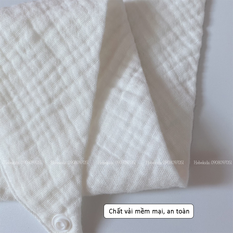 Yếm cho bé sơ sinh,yếm tam giác thêu hình thú đáng yêu Hebekids